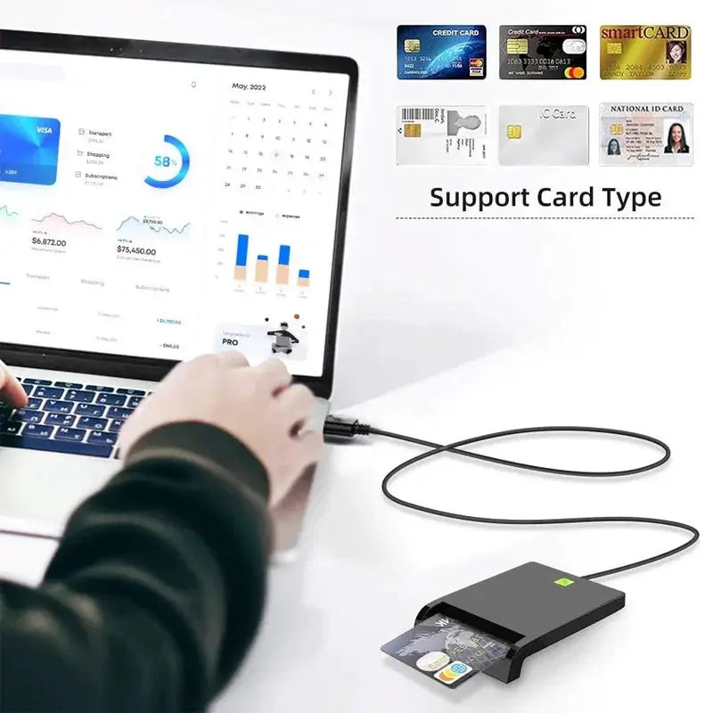 Portable USB 2.0 Card Reader Multi Function For DNIE ATM CAC IC ID Bank SIM Cards