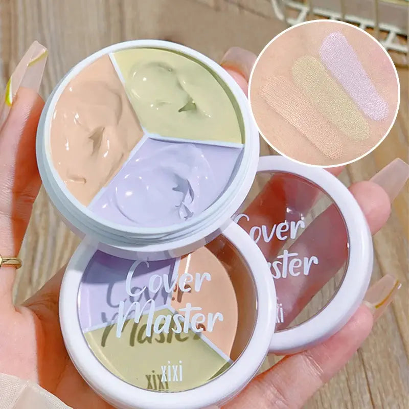 XIXI Pure Holding Makeup Three Color Concealer Palette For Spots Acne Marks Dark Circles Nonstick Powder Finish