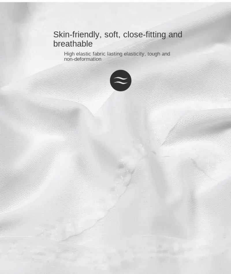 Simples Market men's compression undershirt fabric close-up in white, soft and breathable.