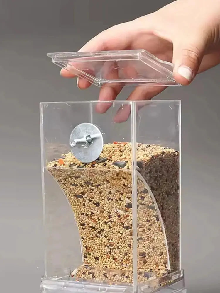 Parrot feeder anti-spill transparent bird food box by Simples Market