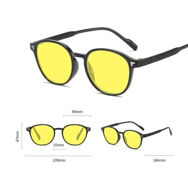 BlueGuard Ultralight Round Frame Yellow Lens Glasses For Night Driving Blue Light Blocking For Men And Women