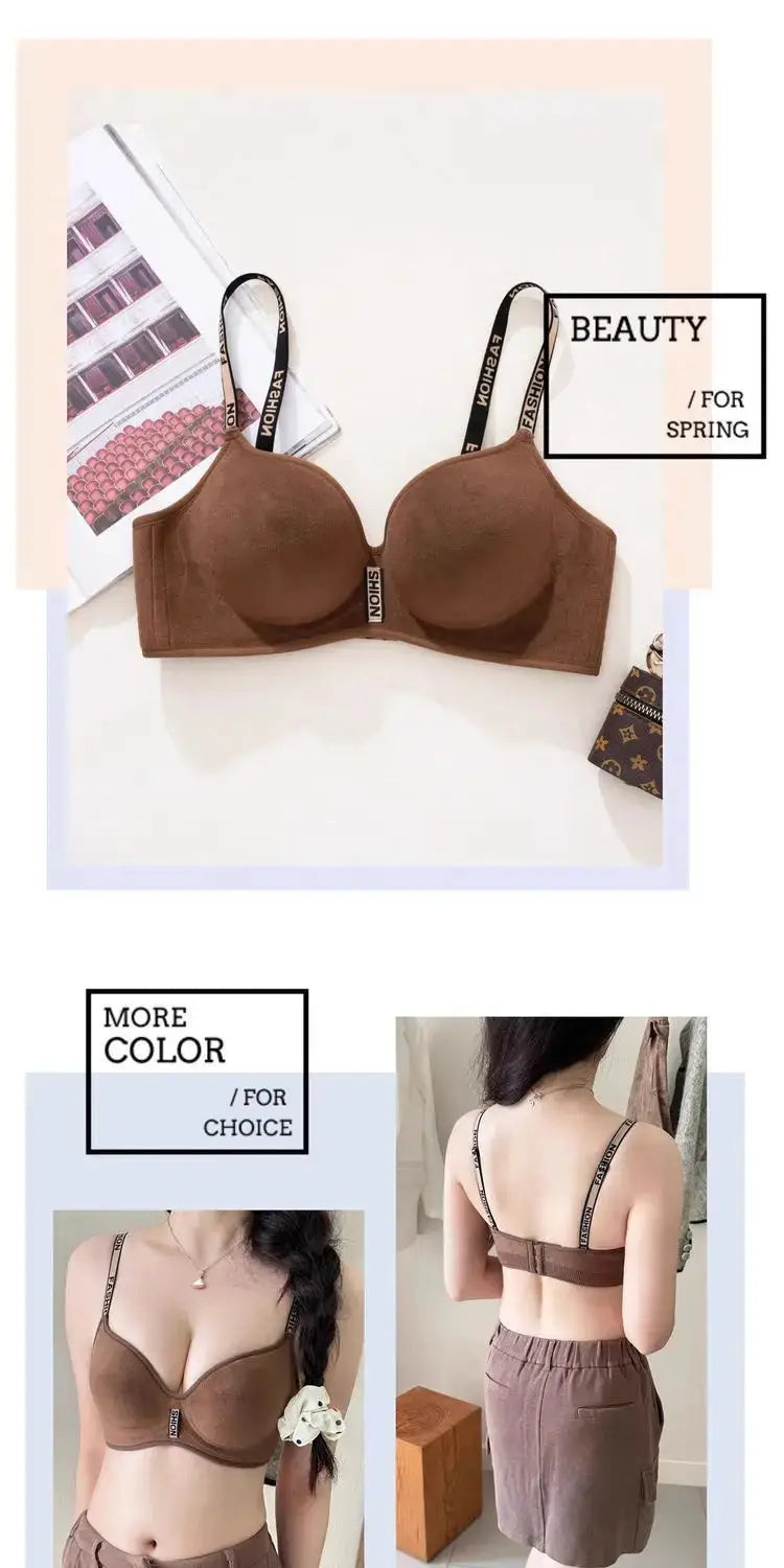 Push-up bra in brown, seamless wireless T-shirt style by Simples Market