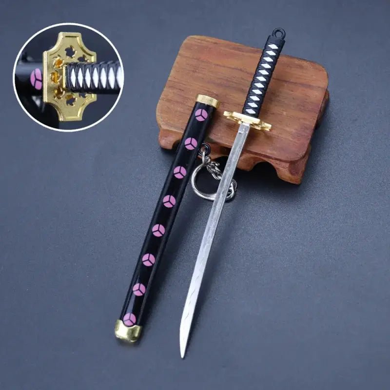 Mini Roronoa Zoro Samurai Sword Keychain With Scabbard Anime Collectible Gift For Fans And Cosplay - Simples Market