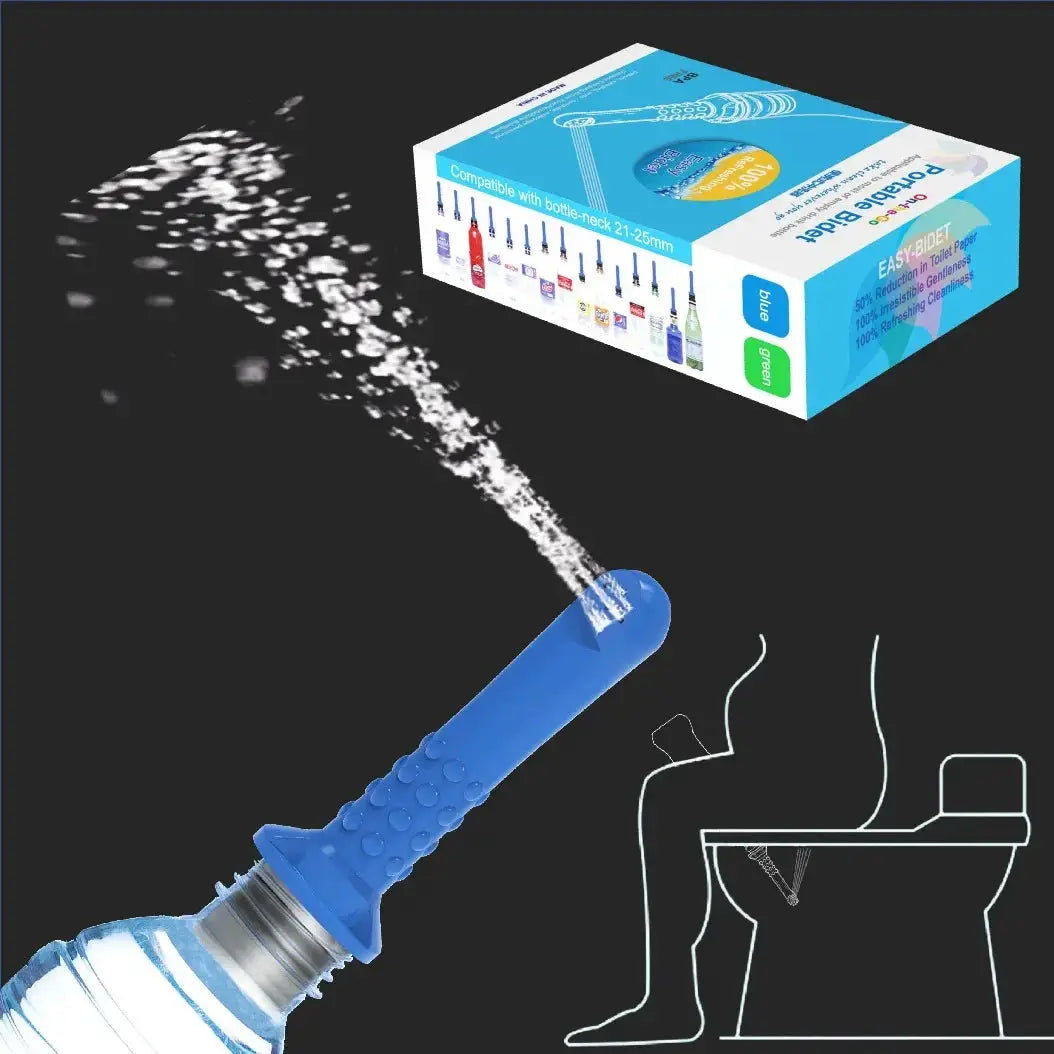 Simples Market portable bidet kit for toilet or travel, 2/3 pcs, blue sprayer attachment for any bottle, eco-friendly.