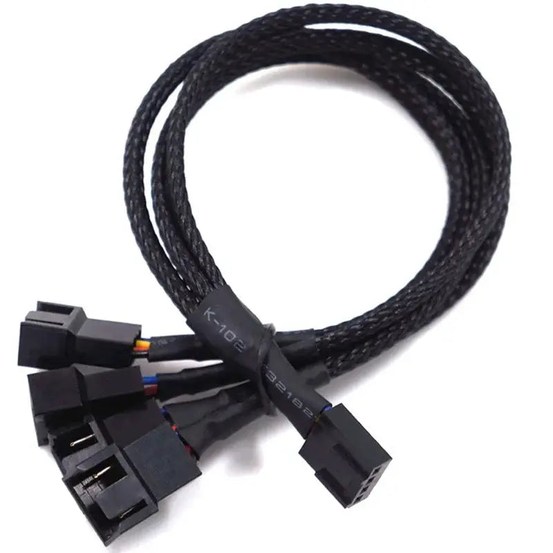 4 Pin PWM Fan Splitter Cable 1 To 4 3 2 1 Ways Black Sleeved 27cm Extension PWM Cables