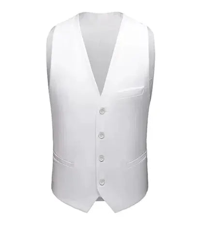 Men's white suit vest waistcoat by Simples Market with five front buttons