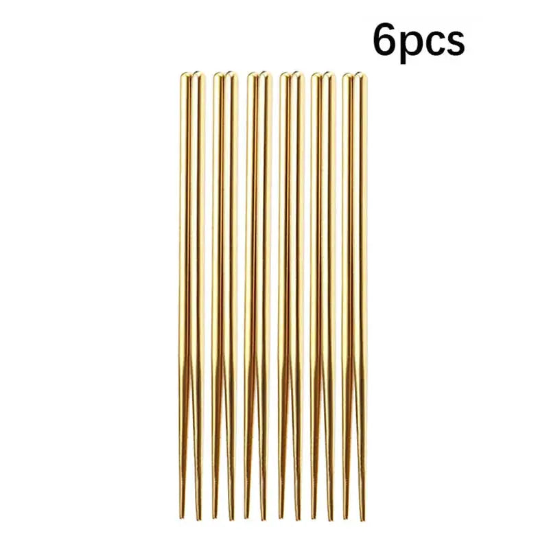 Golden Stainless Steel Portuguese Cutlery Set 6pc or 30pc Upscale Dinner Knife Fork Spoon Teaspoon Chopsticks