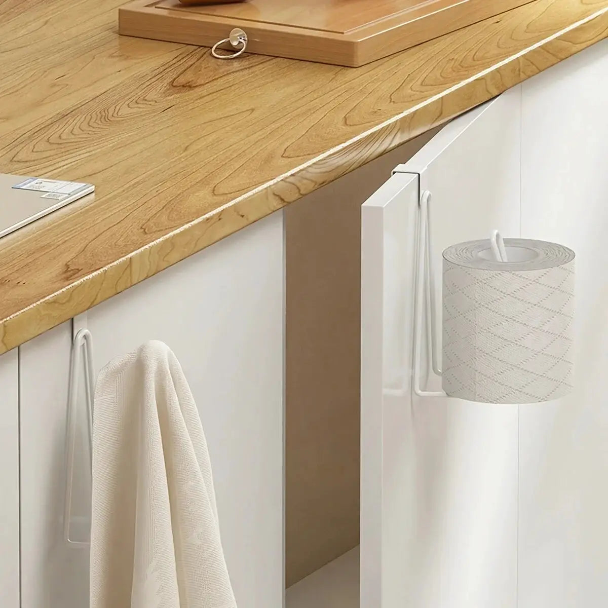 Easy Install Wall Mount Toilet Paper Holder With Painted Finish No Drill Design Space Saving Bathroom Tissue Roll Hanger