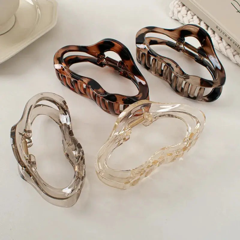 LuxeCrab Irregular Hollow Out Hair Clips Large Tortoiseshell Crab Barrettes for Women and Girls