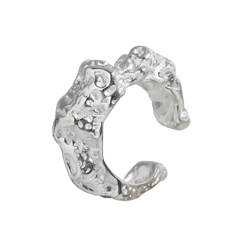 Irregular Geometric Ear Cuff Earrings, silver-tone non-piercing cartilage clip Simples Market