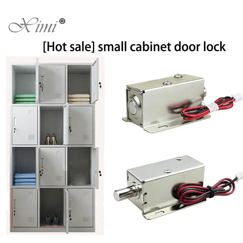 Ximi mini electric bolt lock, 12V stainless steel cabinet door lock with 2-wire harness, set of 2