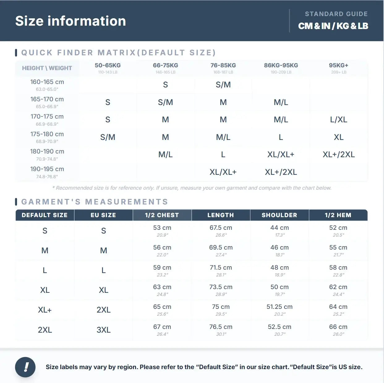 TACVASEN fleece vest size chart with quick finder matrix and garment measurements
