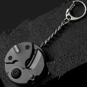 Simples Market multifunctional keychain screwdriver coin tool, compact black folding hexagon pocket knife with chain