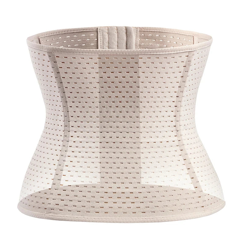 Waist trainer corset belt in beige mesh for men by Simples Market, high compression shapewear