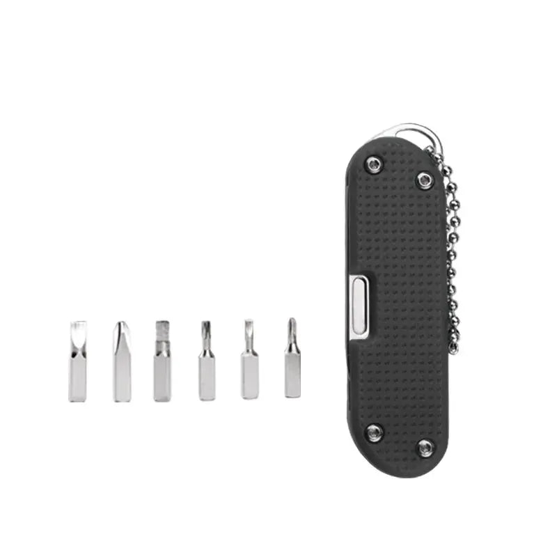 Multifunctional Outdoor Folding Knife With Screwdriver Bits Keychain Tool Stainless Steel Portable Pocket Knife