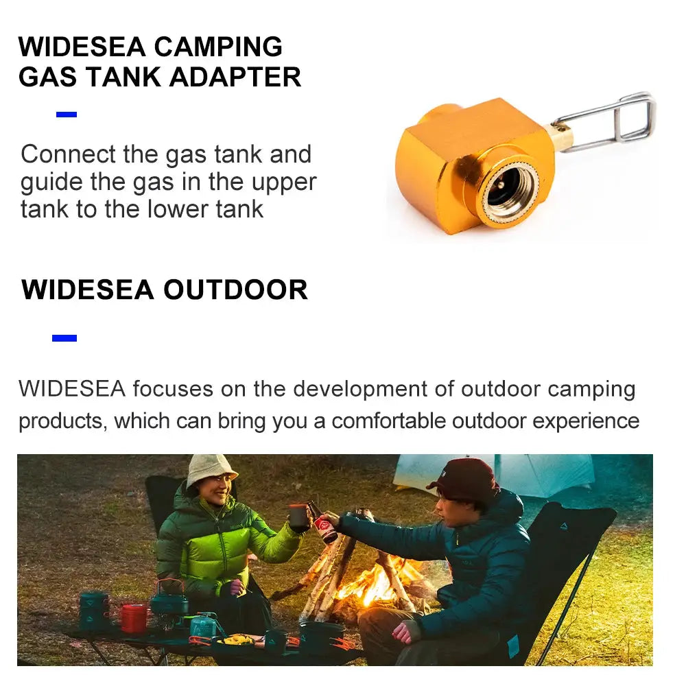 Widesea camping gas tank adapter in orange with a threaded metal connector and lever for propane refilling