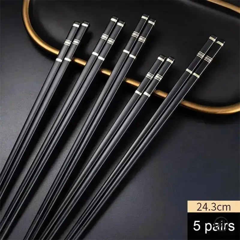 5 Pairs Reusable Alloy Chopsticks Set For Chinese Japanese Korean Cuisine Aluminum Alloy Sushi Sticks Kitchen Tableware