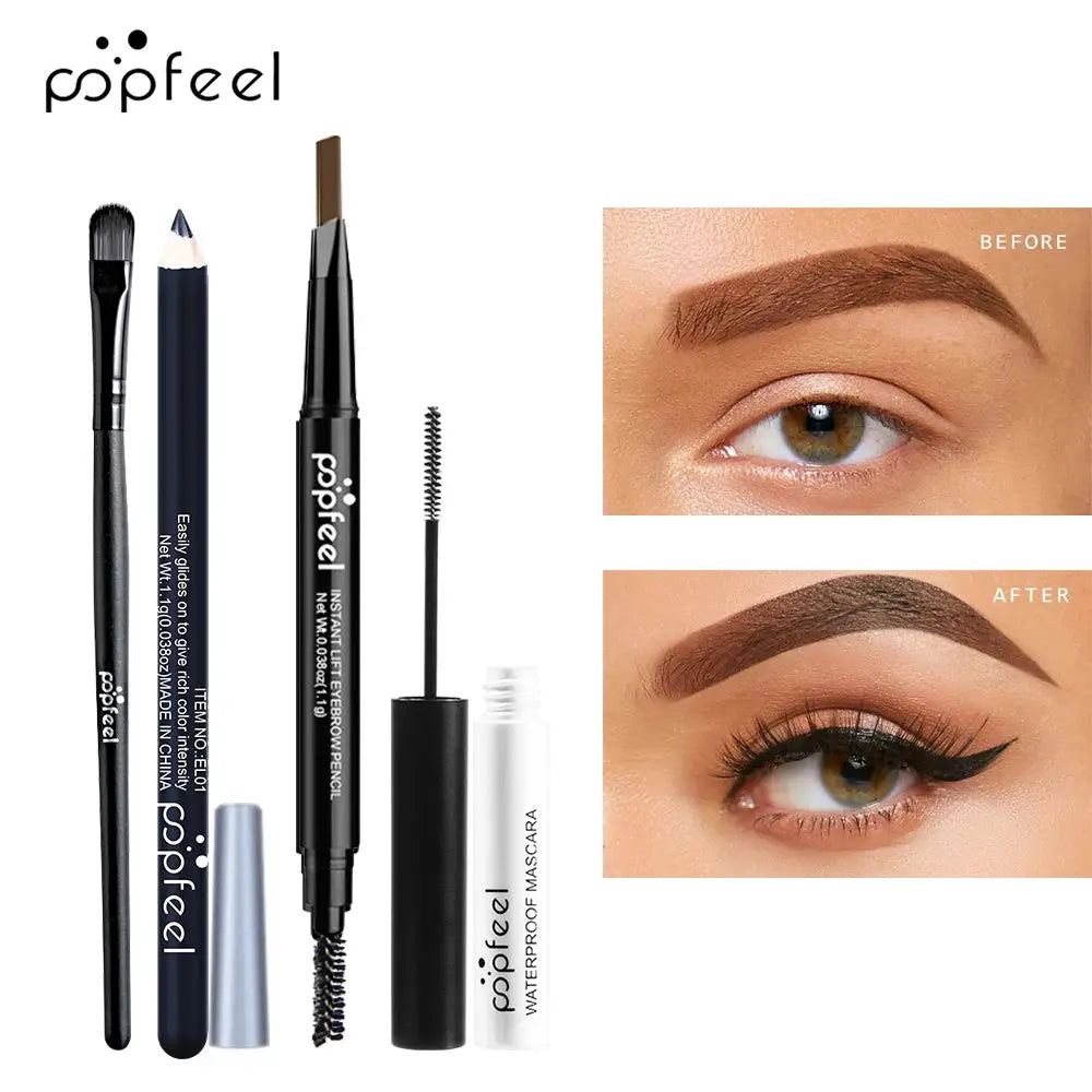 PopFeel Eye Makeup Set All In One Palette With Eyeliner Mascara Brow Pencil And Tools For A Complete Eye Look