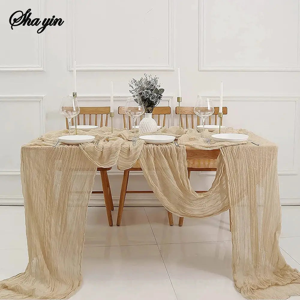 Semi Sheer Gauze Table Runner Sage Cheesecloth For Vintage Table Settings Dining And Wedding Party Cake Decor