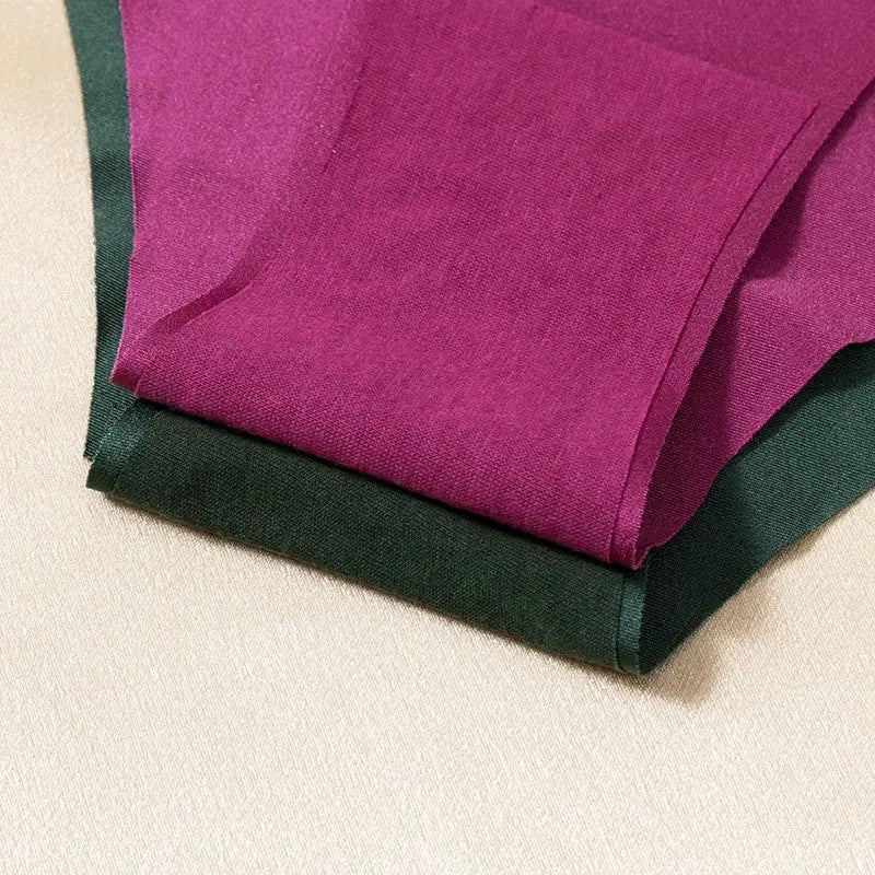 BZEL high-waist women’s panties 3-piece set in magenta and dark green, seamless breathable briefs