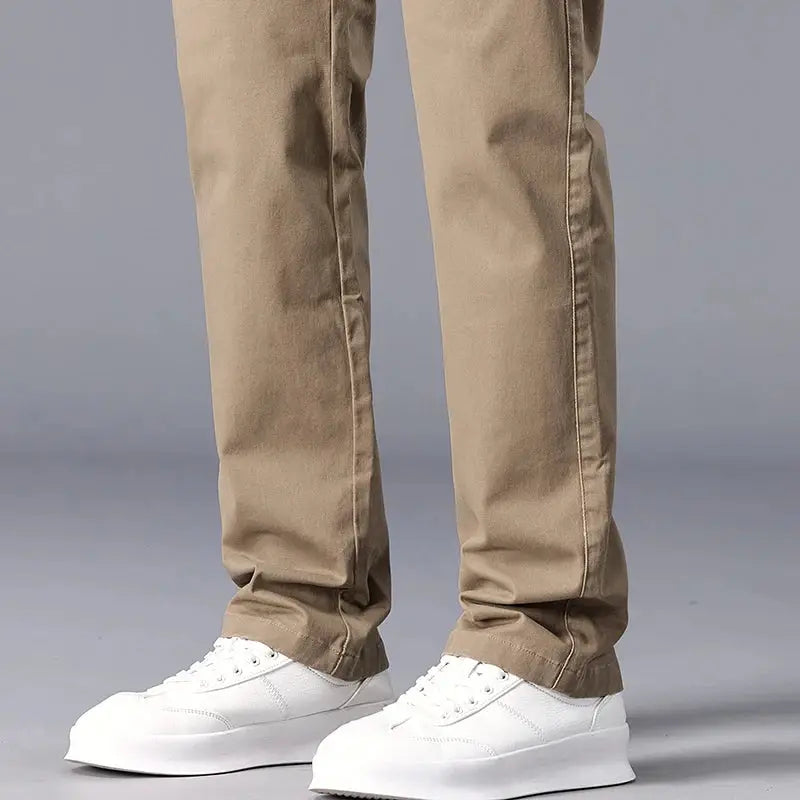 Simples Market men's casual straight-fit stretch khaki chinos pants