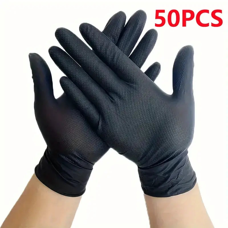 8 Mil Nitrile Gloves Thick Heavy Duty Industrial Disposable Diamond Textured Latex Free Ambidextrous For Mechanics