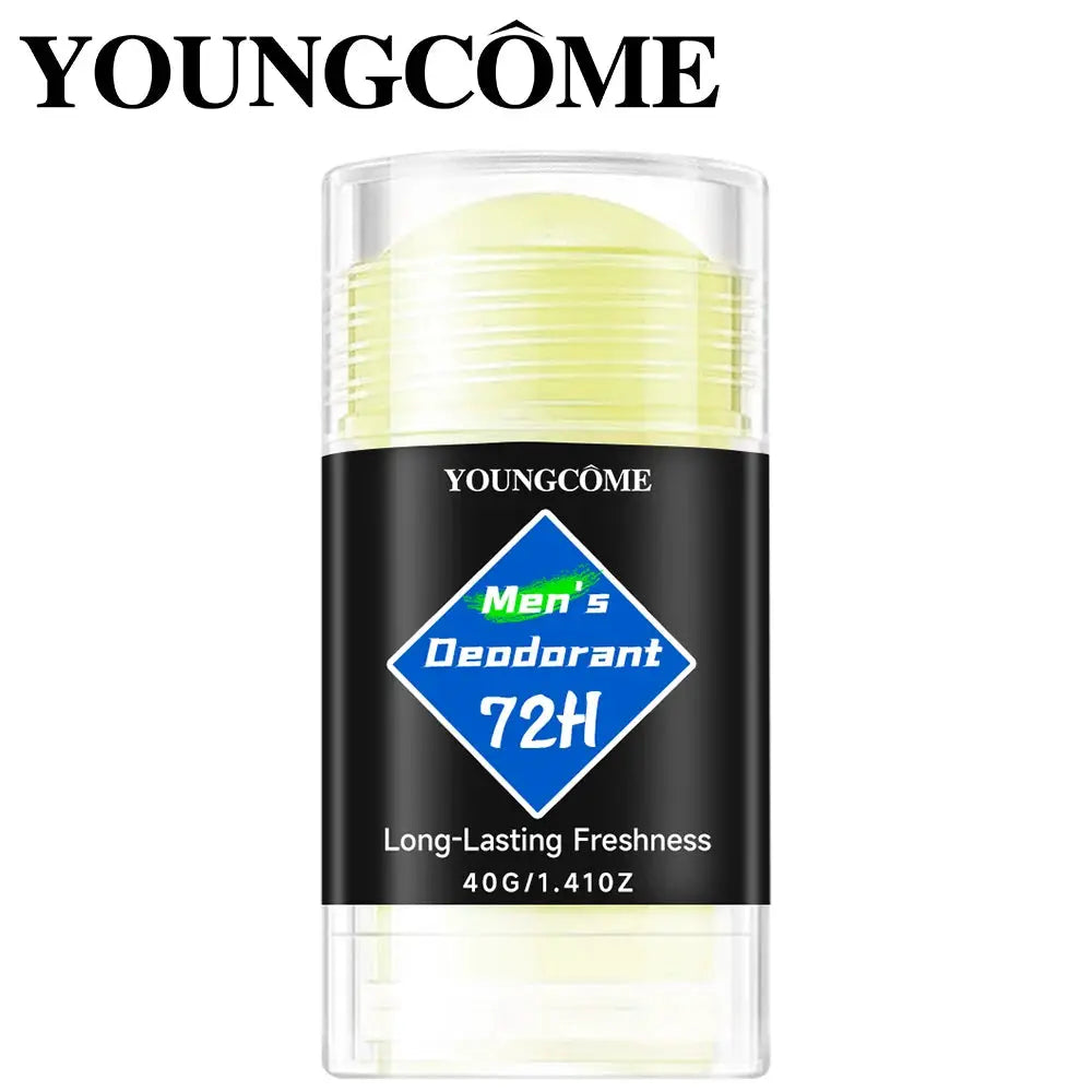 Men's Deodorant Stick by Youngcome, black label with blue diamond logo, yellow deodorant, 40 g