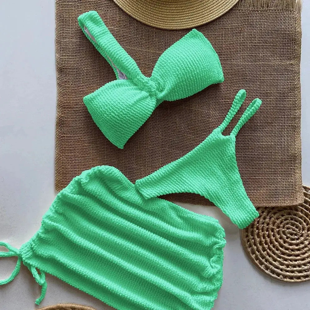 Polovedo 3 Piece Micro Bikini Set For Women Sexy Thong Swimsuit Brazilian Beachwear Bathing Suit