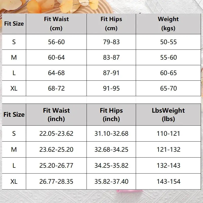 FINETOO underwear size chart by Simples Market showing waist and hip ranges for S-XL in cm and inches.