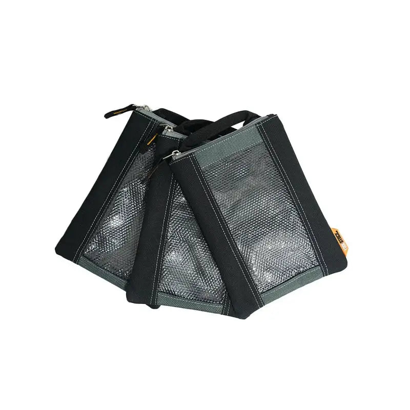TOOLSTACK multifunctional nails pouch waist bag by Simples Market; black-gray fabric with mesh pockets
