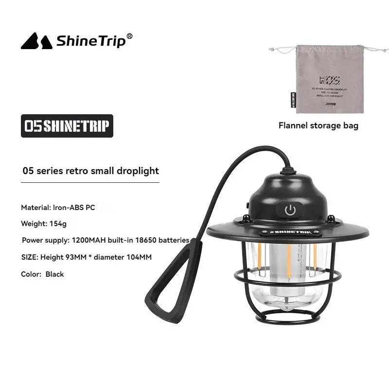 Shine Trip Retro Small Droplight LED Camping Lamp With USB Charging Hanging Tent Light for Campsites