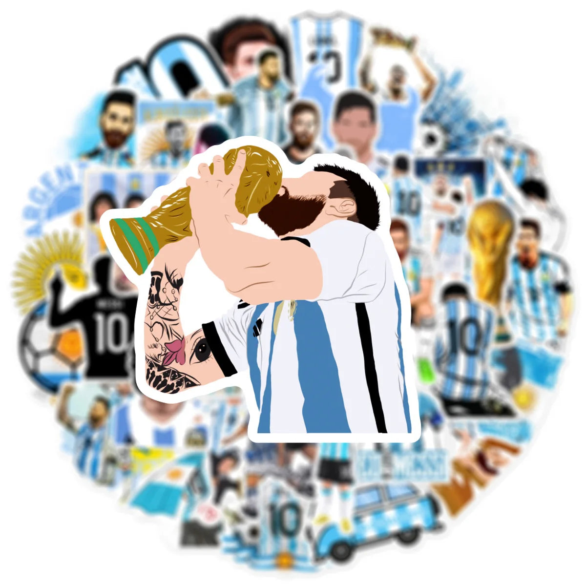 Lionel Messi Graffiti Sticker Pack 50Pcs For Helmet Laptop Wall Decor