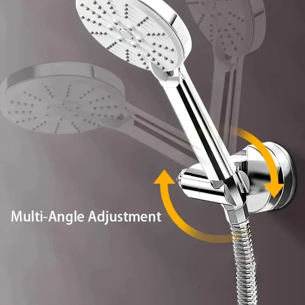 Simples Market chrome round shower head holder, adjustable wall-mounted bracket for handheld shower
