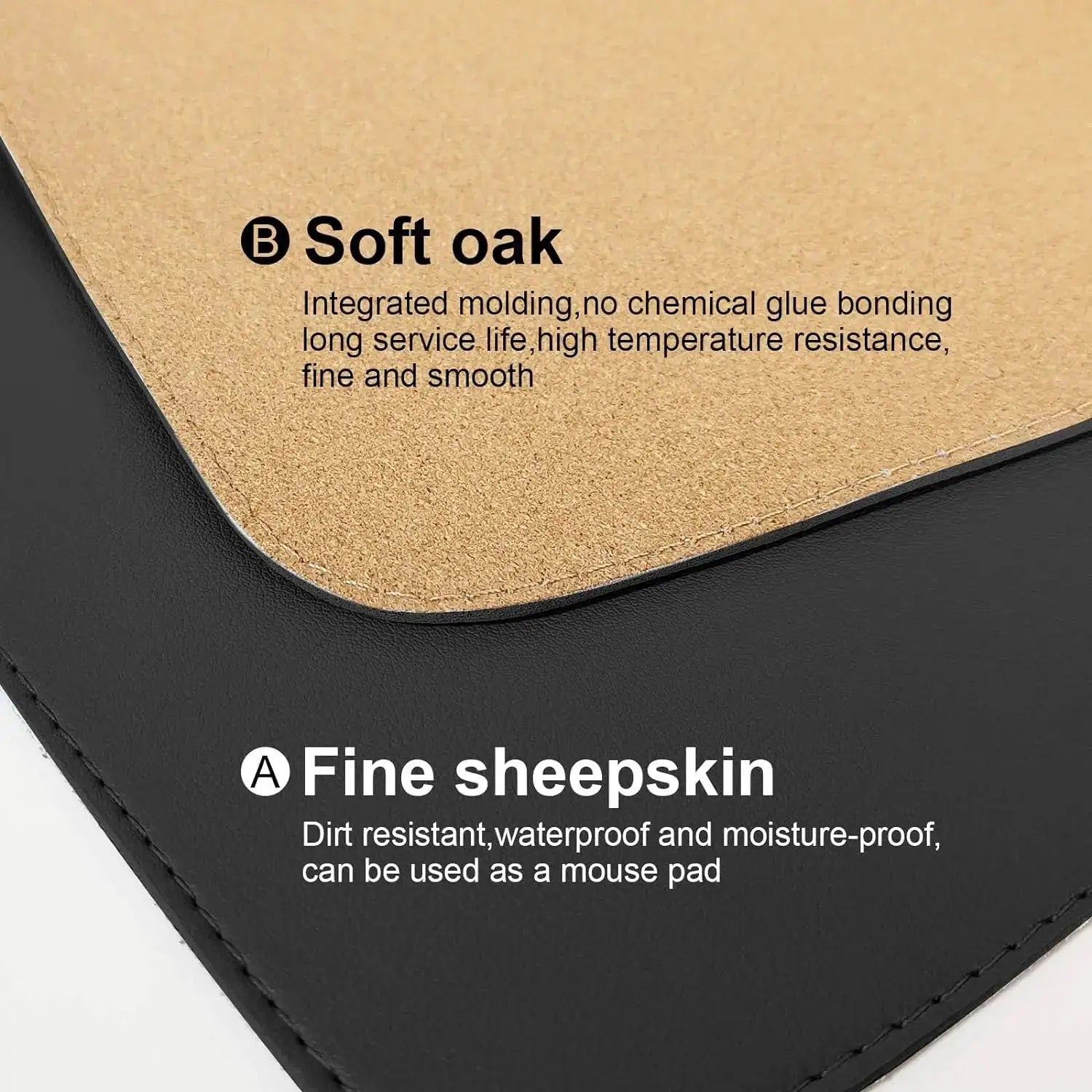 Dual Sided Desk Mat Leather Desk Pad Black Cork Desk Mat Protector Large Mouse Pad Desk Writing Pad for Office and Home