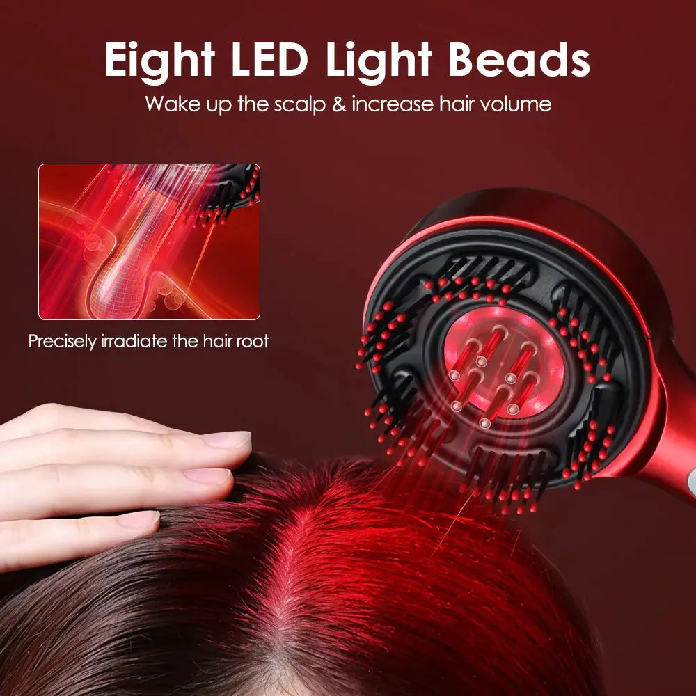 Electric head massager hair growth comb by Simples Market with eight red LED beads
