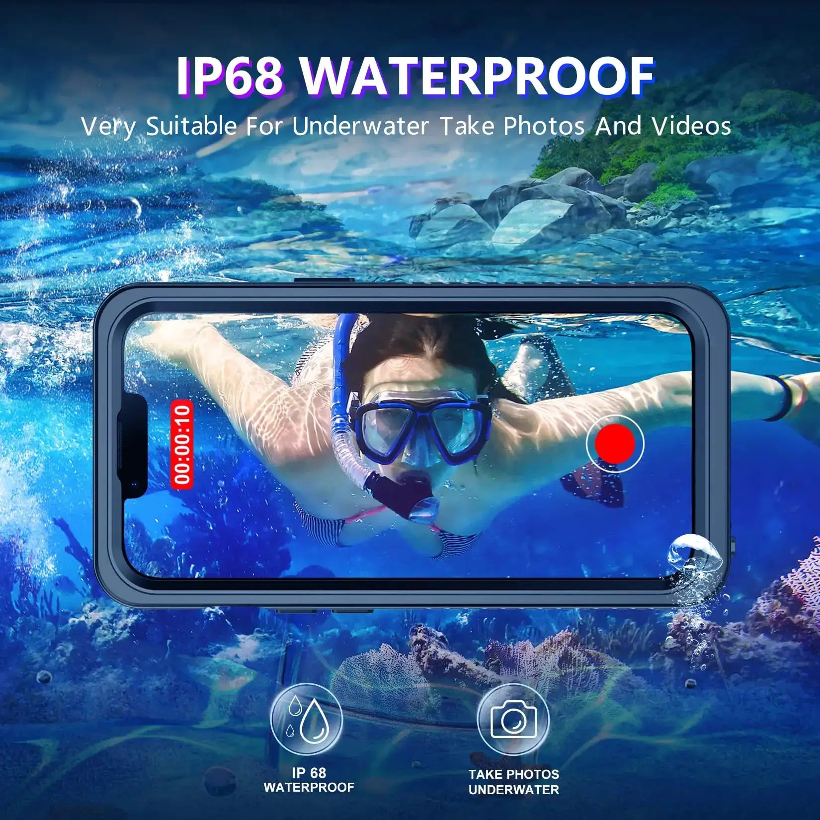 Shellbox Professional Waterproof Phone Case for iPhone 13 14 15 16 360 Full Coverage Shockproof Dustproof IP68