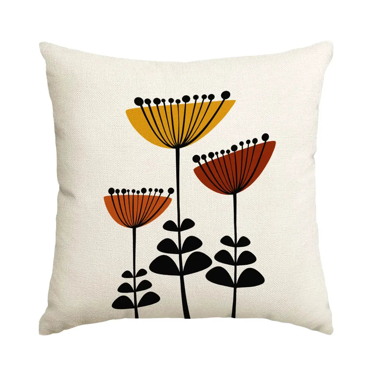 Pillow cover with bohemian floral plant print on cream background