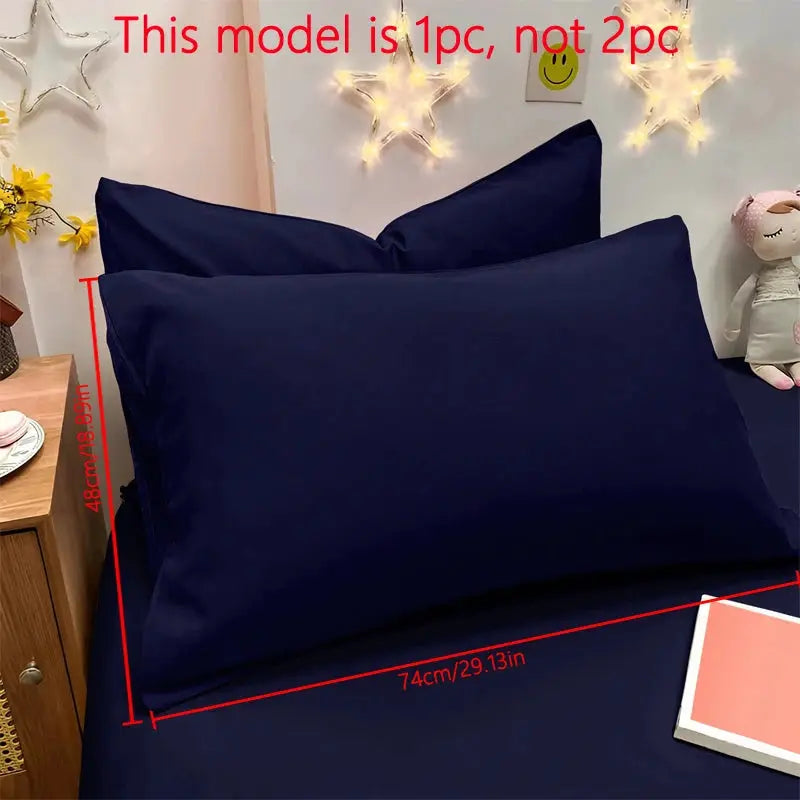 Pillowcase, navy blue matte, 74x48 cm bedding cover