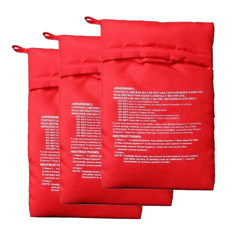 Reusable Express Microwave Potato Bag for Perfect Baked Potatoes in Minutes Red 4 Minutes Pouch
