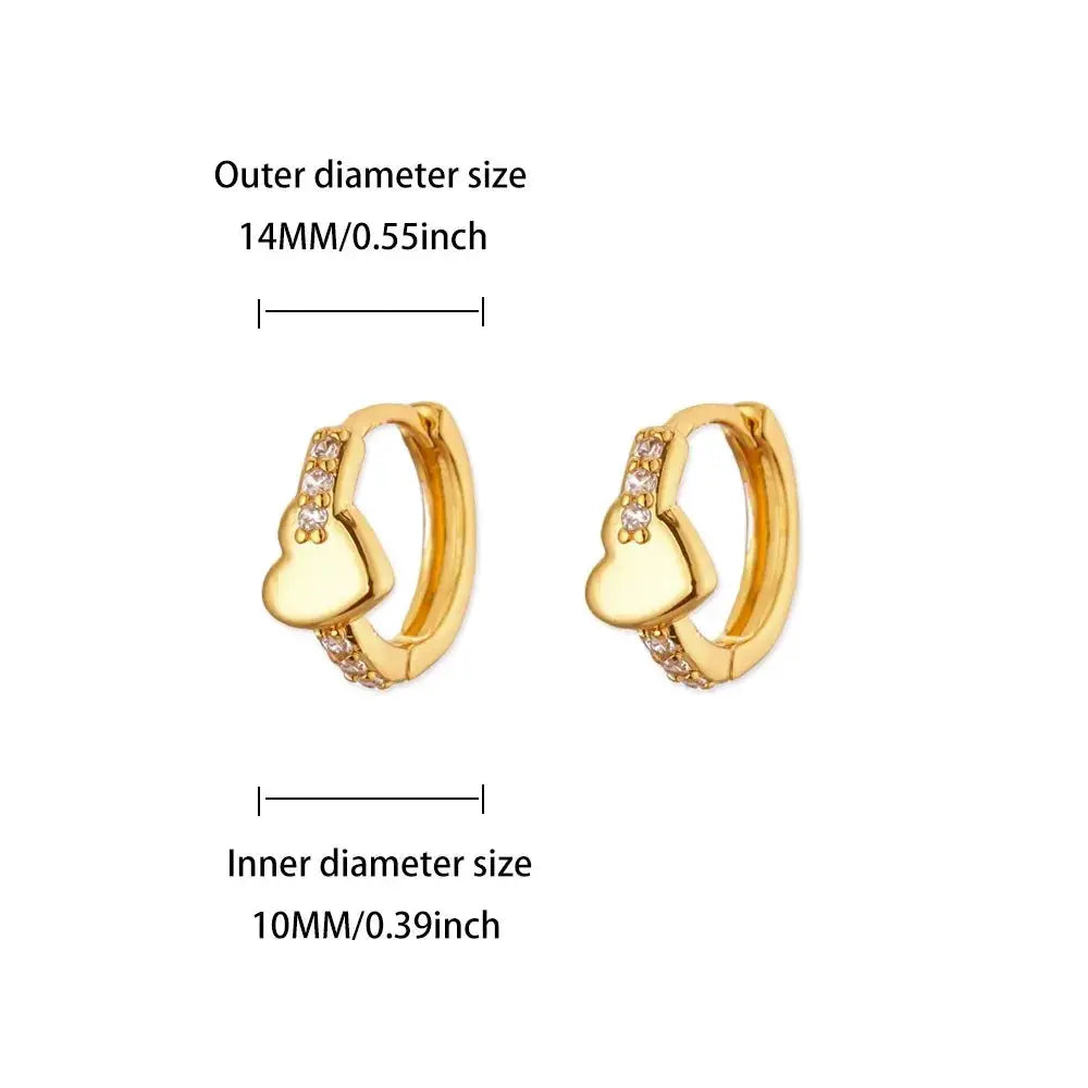 Hollow Zircon Heart Earrings For Women Stainless Steel Gold Color Jewelry Gift Free Shipping Luxury Wedding Accessory