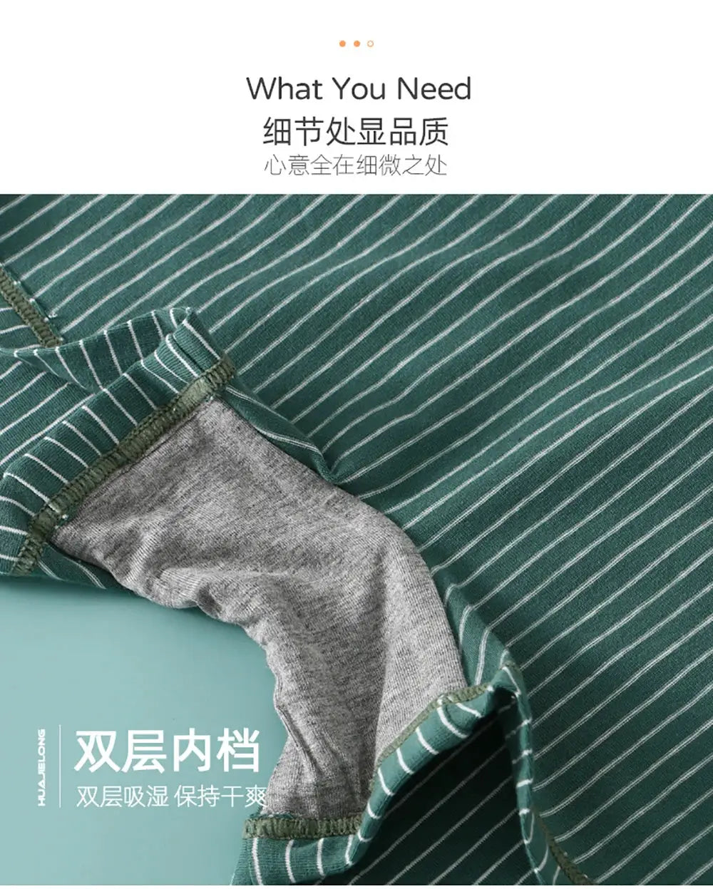 Panties 3-pack green striped cotton mid-rise boyshorts, breathable women's underwear