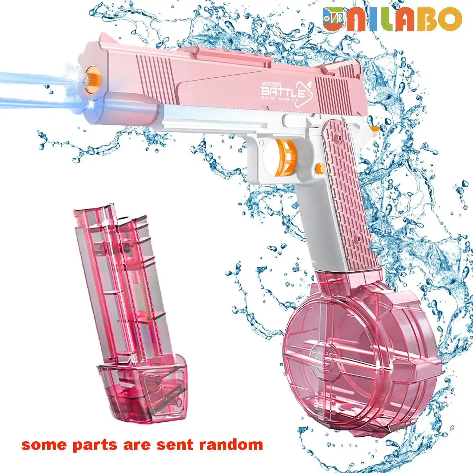 Unilabo M416 Electric Water Gun Battery Powered with External Water Bottle Attachment for Kids and Adults Outdoor Fun