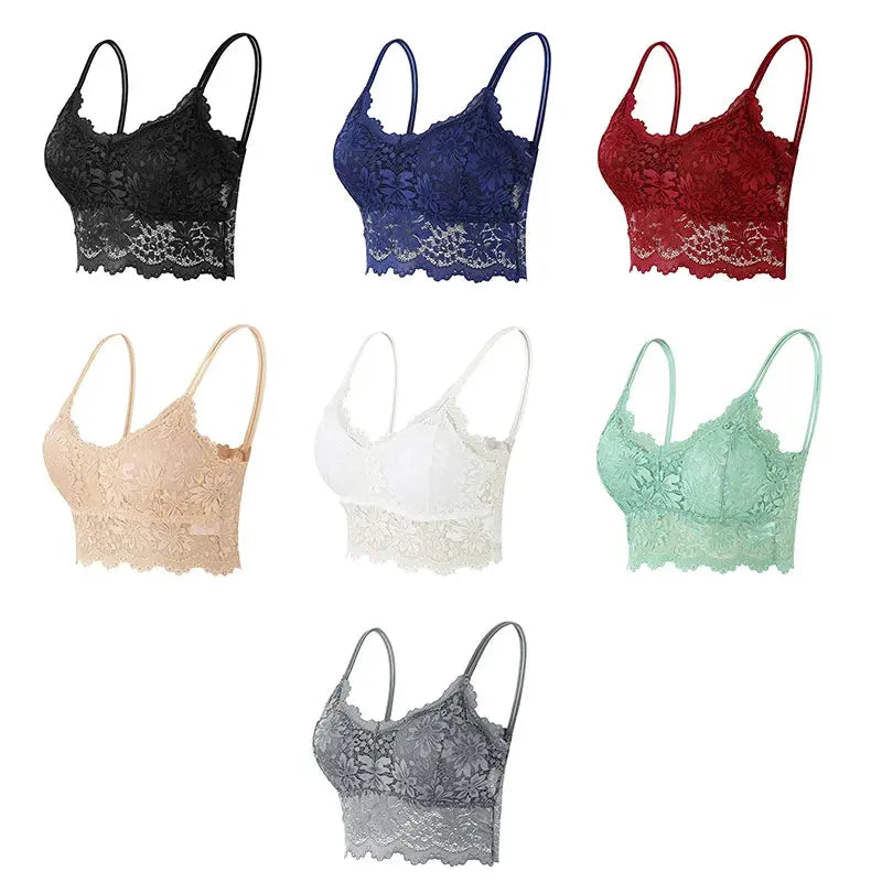 Simples Market 7-piece lace bralette set in assorted colors, wireless seamless lace tops