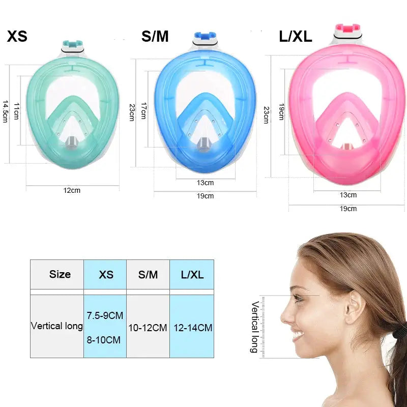 Underwater Full Face Diving Mask Anti Fog For Snorkeling And Scuba Waterproof Respiratory Mask For Adults And Kids