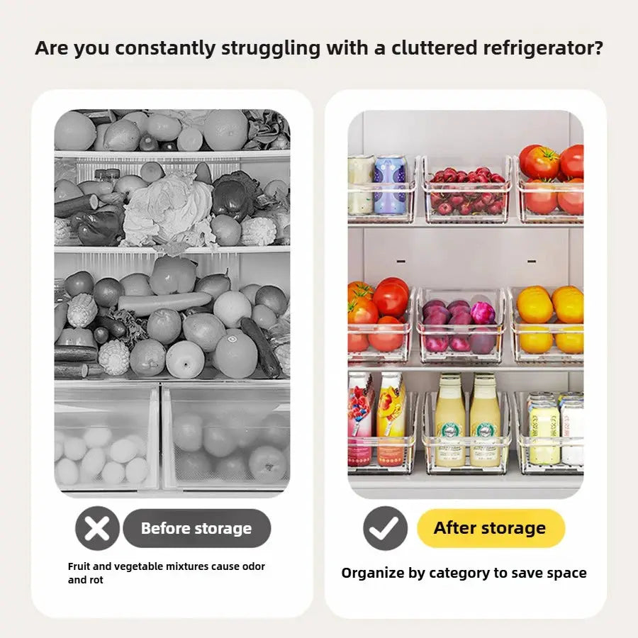 Clear Fridge Organizer Bins For Fruit Vegetables And Drinks, Transparent Refrigerator Storage Containers