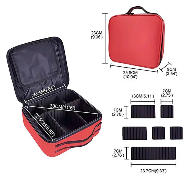 GlamGuard Professional Travel Makeup Case Waterproof Oxford Fabric Organizer For Brushes And Cosmetics