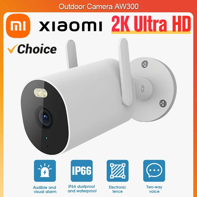 Xiaomi Mijia Outdoor Camera AW300, white, 2K Ultra HD WiFi surveillance with IP66 weatherproof and two-way audio