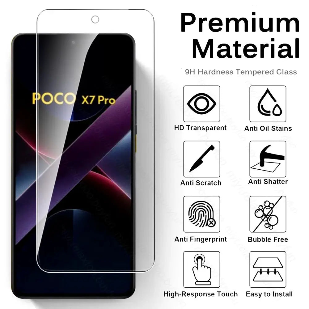 Poco X7 Pro 5G Tempered Glass Screen Protector 9H Hardness Ultra Thin Scratch Resistant HD Film