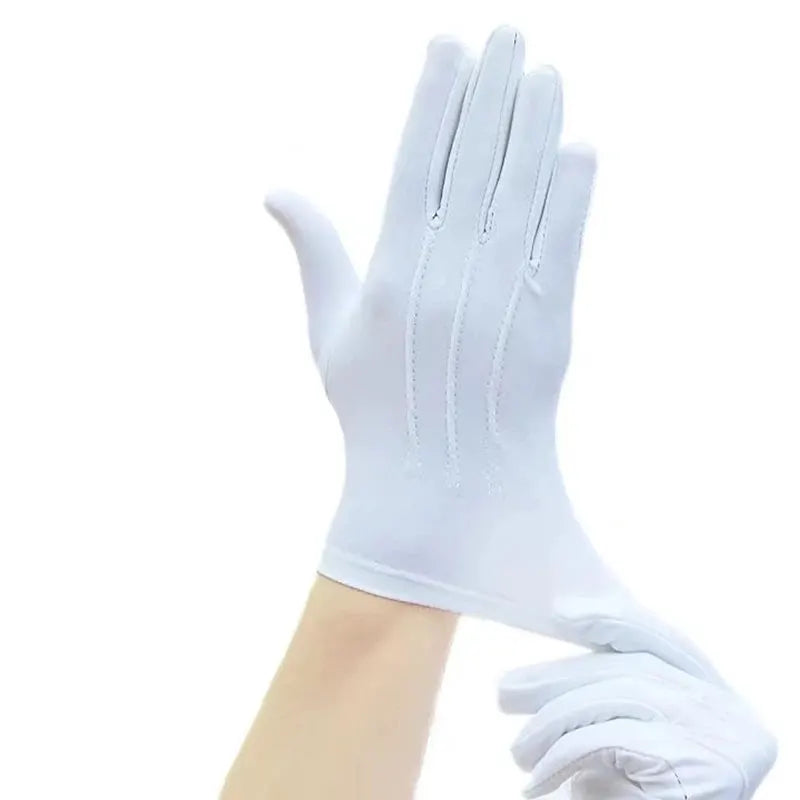 White cotton gloves for men, 4-pack, formal tuxedo or ceremony wear