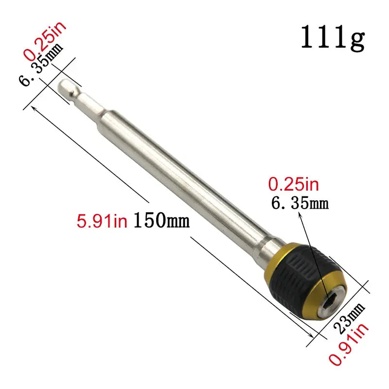 Large Head Quick Release Extension Rod For Drill Driver Self Locking Hexagonal Handle For Fast Bit Changes